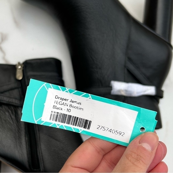 Draper James black leather heeled tegan booties boots size 10 new - Picture 5 of 5